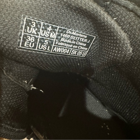 Dr. Martens 1460 Glitter J Boots Size 5 Lace Up Black Combat Boots Women's - Picture 13 of 15